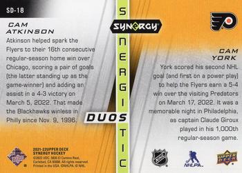 2021-22 Upper Deck Synergy - Synergistic Duos Stars and Rookies #SD-18 Cam Atkinson / Cam York Back