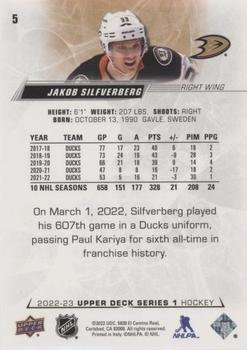 2022-23 Upper Deck - Silver Foil #5 Jakob Silfverberg Back