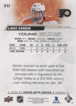 2022-23 Upper Deck - Silver Foil #217 Linus Sandin Back