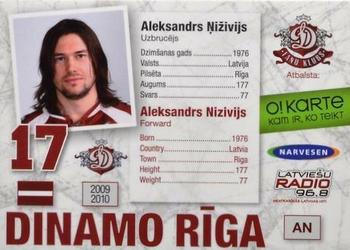 2009-10 Dinamo Riga - O! Karte Jerseys #AN Aleksandrs Nizivijs Back