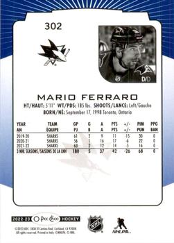 2022-23 O-Pee-Chee - Blue Border #302 Mario Ferraro Back