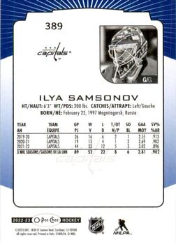 2022-23 O-Pee-Chee - Blue Border #389 Ilya Samsonov Back
