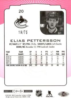 2022-23 O-Pee-Chee - Neon Pink Border #20 Elias Pettersson Back