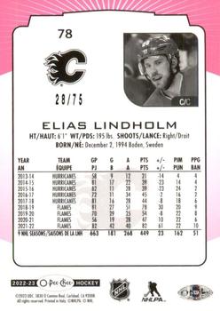 2022-23 O-Pee-Chee - Neon Pink Border #78 Elias Lindholm Back