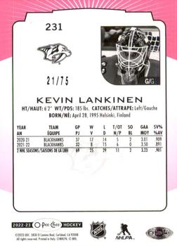 2022-23 O-Pee-Chee - Neon Pink Border #231 Kevin Lankinen Back