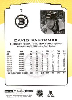 2022-23 O-Pee-Chee - Yellow Border #7 David Pastrnak Back