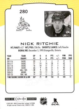 2022-23 O-Pee-Chee - Yellow Border #280 Nick Ritchie Back