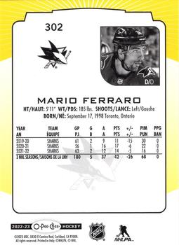 2022-23 O-Pee-Chee - Yellow Border #302 Mario Ferraro Back