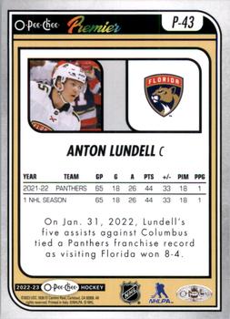 2022-23 O-Pee-Chee - O-Pee-Chee Premier #P-43 Anton Lundell Back