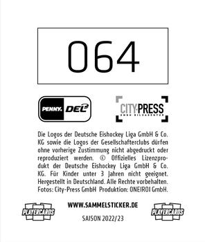 2022-23 Playercards Stickers (DEL) #064 Alexander Preibisch Back