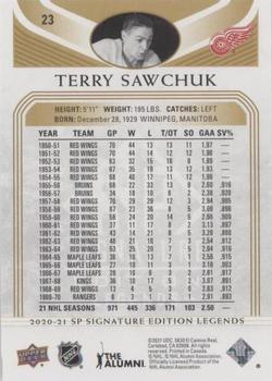 2020-21 SP Signature Edition Legends - Gold Foil #23 Terry Sawchuk Back