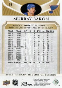 2020-21 SP Signature Edition Legends - Gold Foil #53 Murray Baron Back