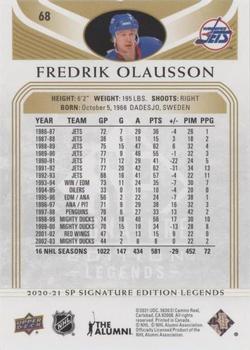 2020-21 SP Signature Edition Legends - Gold Foil #68 Fredrik Olausson Back