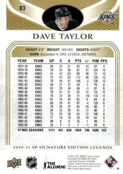 2020-21 SP Signature Edition Legends - Gold Foil #83 Dave Taylor Back