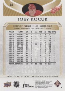 2020-21 SP Signature Edition Legends - Gold Foil #85 Joey Kocur Back