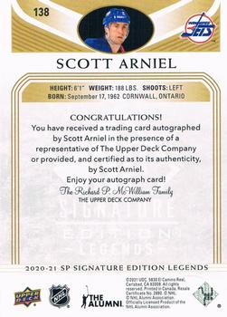 2020-21 SP Signature Edition Legends - Gold Spectrum Foil Autographs #138 Scott Arniel Back