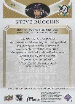 2020-21 SP Signature Edition Legends - Gold Spectrum Foil Autographs #217 Steve Rucchin Back