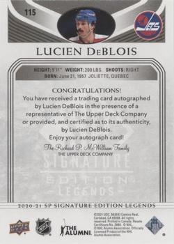2020-21 SP Signature Edition Legends - Black #115 Lucien DeBlois Back