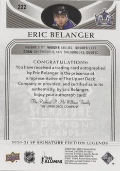 2020-21 SP Signature Edition Legends - Black #222 Eric Belanger Back