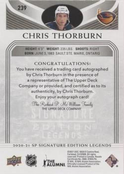 2020-21 SP Signature Edition Legends - Black #239 Chris Thorburn Back