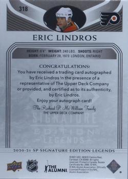 2020-21 SP Signature Edition Legends - Black #318 Eric Lindros Back