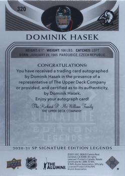 2020-21 SP Signature Edition Legends - Black #320 Dominik Hasek Back