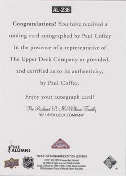 2020-21 SP Signature Edition Legends - 1997 Ultimate Legends The Alumni Signatures #AL-236 Paul Coffey Back