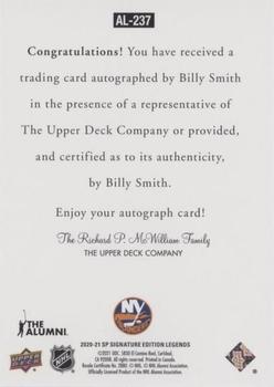 2020-21 SP Signature Edition Legends - 1997 Ultimate Legends The Alumni Signatures #AL-237 Billy Smith Back