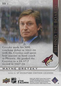 2020-21 SP Signature Edition Legends - Behind the Boards Gold Foil #BB-1 Wayne Gretzky Back