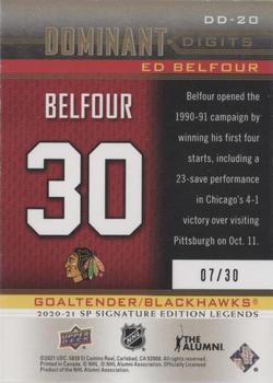 2020-21 SP Signature Edition Legends - Dominant Digits Gold Foil #DD-20 Ed Belfour Back