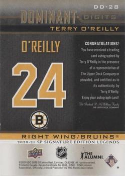 2020-21 SP Signature Edition Legends - Dominant Digits Gold Foil Autographs #DD-28 Terry O'Reilly Back