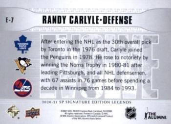 2020-21 SP Signature Edition Legends - Evolve #E-7 Randy Carlyle Back