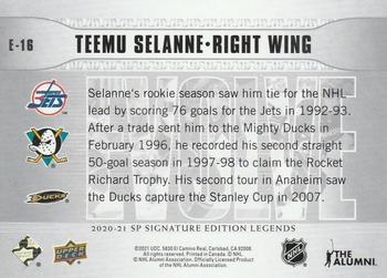 2020-21 SP Signature Edition Legends - Evolve #E-16 Teemu Selanne Back