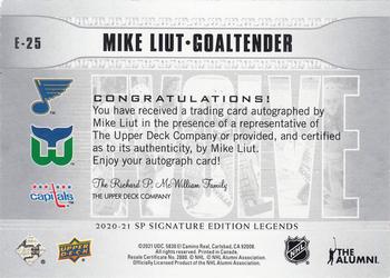 2020-21 SP Signature Edition Legends - Evolve Silver Spectrum Foil Autographs #E-25 Mike Liut Back