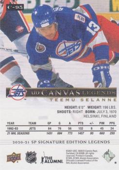 2020-21 SP Signature Edition Legends - UD Canvas Legends #C-95 Teemu Selanne Back