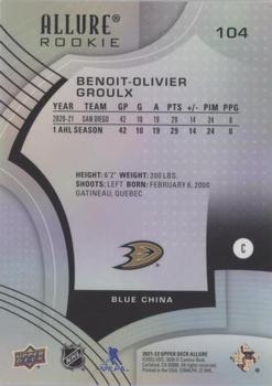 2021-22 Upper Deck Allure - Blue China #104 Benoit-Olivier Groulx Back