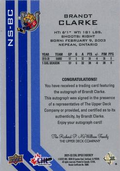 2021-22 SP Game Used CHL - New Style Autograph #NS-BC Brandt Clarke Back