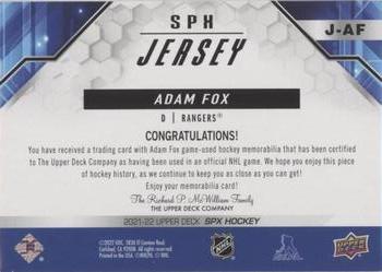 2021-22 SPx - SPx Jerseys #J-AF Adam Fox Back
