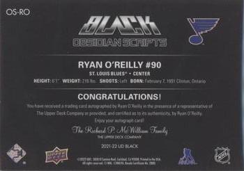 2021-22 SPx - UD Black Obsidian Scripts #OS-RO Ryan O'Reilly Back