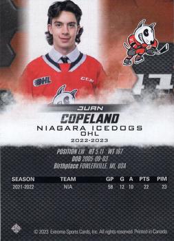 2022-23 Extreme Niagara IceDogs (OHL) #NNO Juan Copeland Back