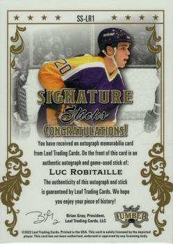 2021-22 Leaf Lumber - Signature Sticks Red #SS-LR1 Luc Robitaille Back