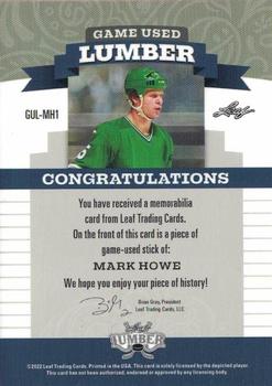 2021-22 Leaf Lumber - Game Used Lumber Bronze #GUL-MH1 Mark Howe Back