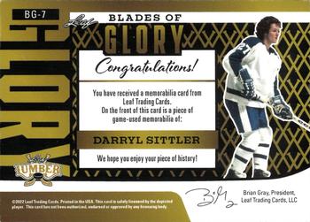 2021-22 Leaf Lumber - Blades of Glory Silver #BG-7 Darryl Sittler Back