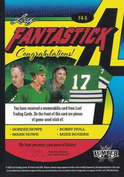 2021-22 Leaf Lumber - FantaStick 4 Bronze #F4-5 Gordie Howe / Mark Howe / Bobby Hull / Mike Rogers Back