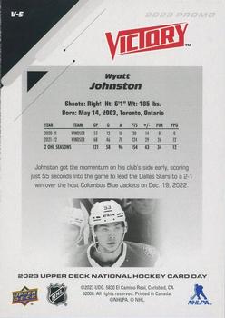 2023 Upper Deck National Hockey Card Day - Victory Rookies Black #V-5 Wyatt Johnston Back