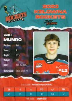 2022-23 Kelowna Rockets (WHL) #NNO Will Munro Back