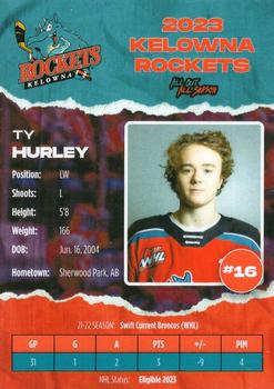 2022-23 Kelowna Rockets (WHL) #NNO Ty Hurley Back