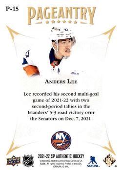 2021-22 SP Authentic - Pageantry #P-15 Anders Lee Back