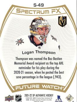 2021-22 SP Authentic - Spectrum FX Gold #S-49 Logan Thompson Back