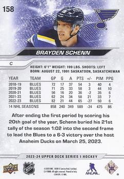 2023-24 Upper Deck #158 Brayden Schenn Back